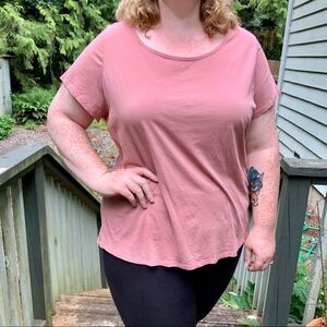 CACIQUE Peach Cut-Out Back Tee Shirt Women’s Plus Size 22/24
